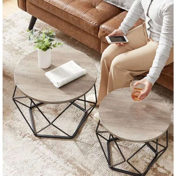 2-Piece Round Coffee Tables with Removable Tops - Karrari