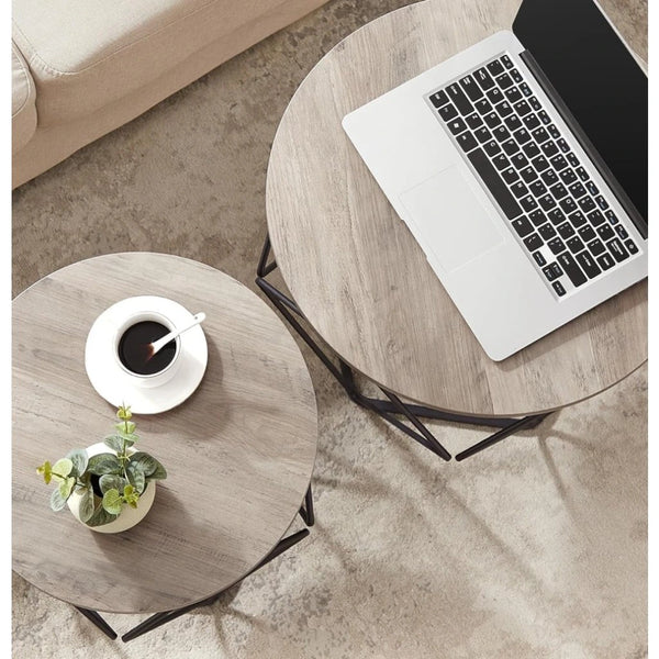 2-Piece Round Coffee Tables with Removable Tops - Karrari