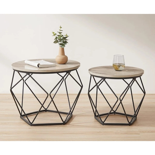2-Piece Round Coffee Tables with Removable Tops - Karrari