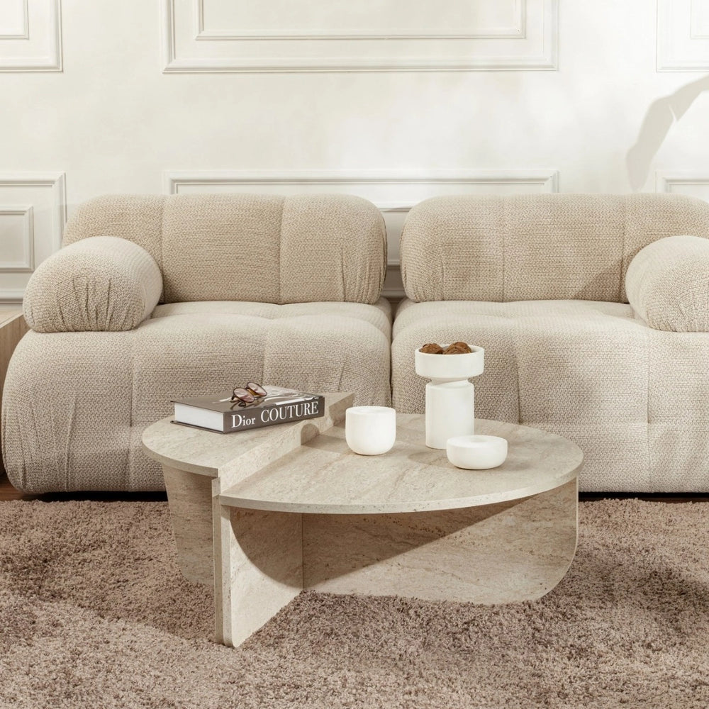 Stone-Effect Dual-Tier Sculptural Coffee Table - Karrari