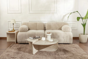 Stone-Effect Dual-Tier Sculptural Coffee Table - Karrari
