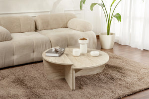 Stone-Effect Dual-Tier Sculptural Coffee Table - Karrari