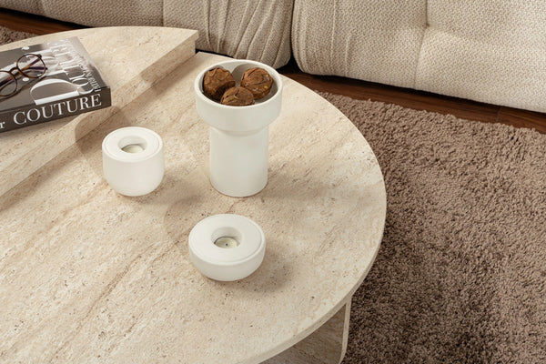 Stone-Effect Dual-Tier Sculptural Coffee Table - Karrari