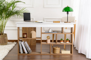 Modern Scandinavian Desk with Open Storage - Karrari
