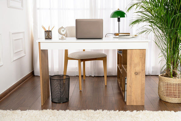 Modern Scandinavian Desk with Open Storage - Karrari
