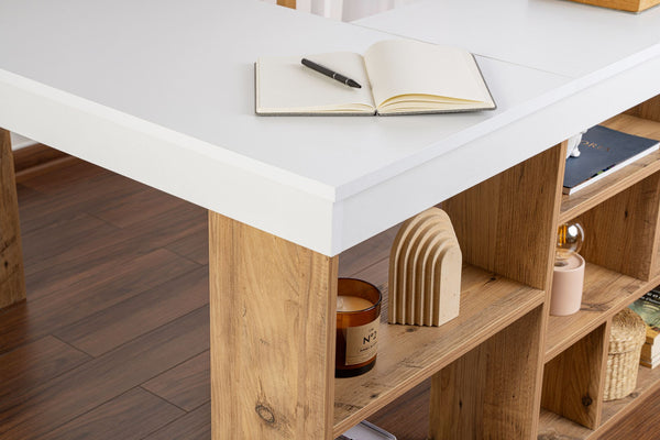 Modern Scandinavian Desk with Open Storage - Karrari