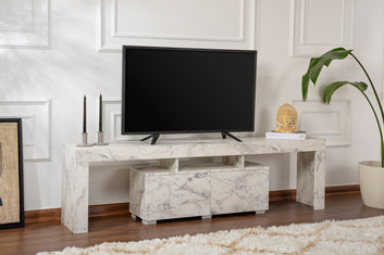 Luxurious Marble-Finish TV Unit – Freesia Marble