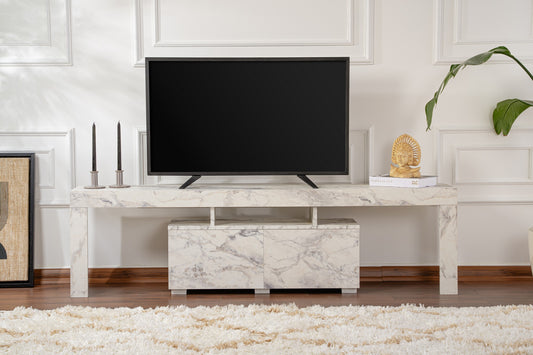 Luxurious Marble-Finish TV Unit – Freesia Marble