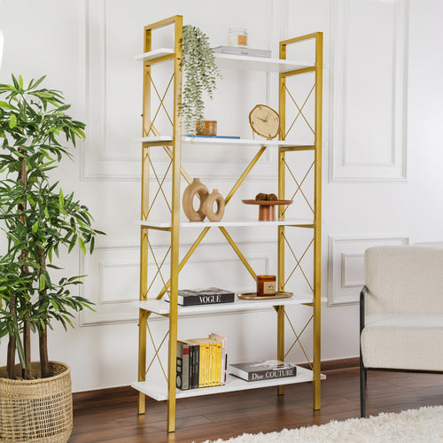 Modern Glam 5-Tier Bookshelf - Karrari