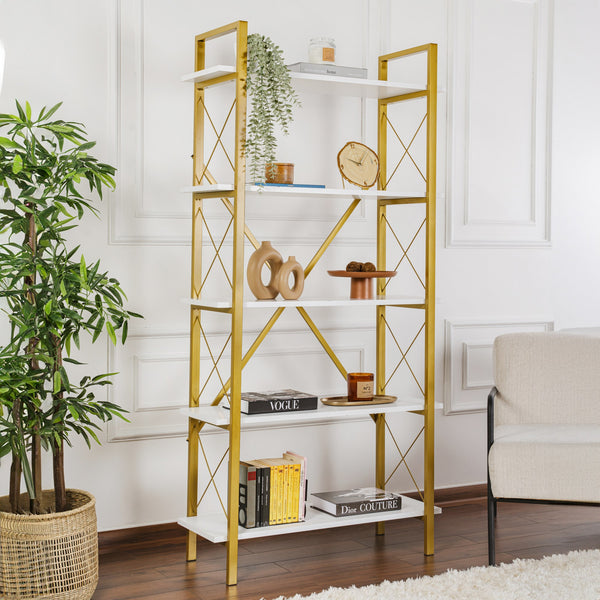 Modern Glam 5-Tier Bookshelf - Karrari
