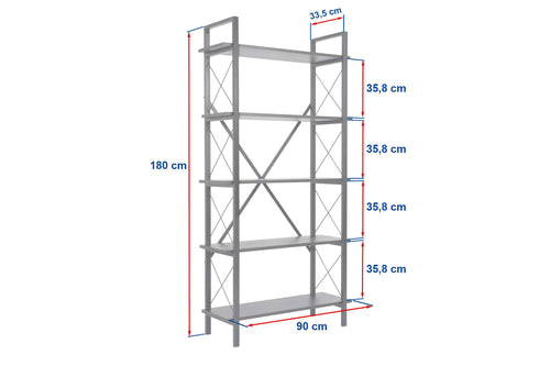 Modern Glam 5-Tier Bookshelf - Karrari