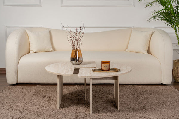 S-Curve Coffee Tables – Travertine Stone - Karrari
