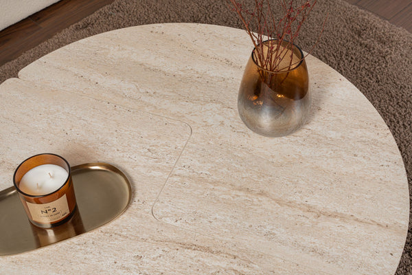 S-Curve Coffee Tables – Travertine Stone - Karrari