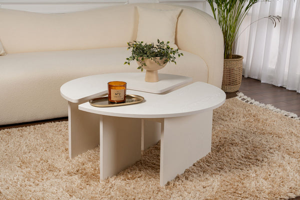 S-Curve Coffee Tables – Soft White - Karrari