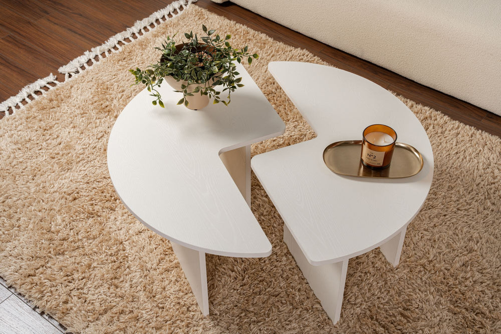 S-Curve Coffee Tables – Soft White - Karrari