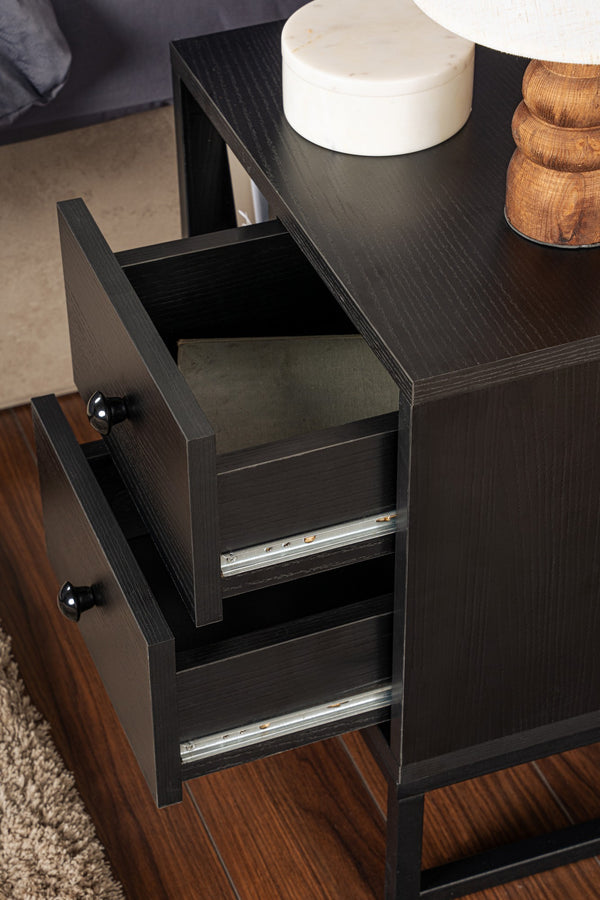 Bedside Table with Shelf & 2 Drawers - Karrari