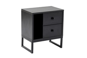 Bedside Table with Shelf & 2 Drawers - Karrari