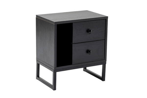 Bedside Table with Shelf & 2 Drawers - Karrari