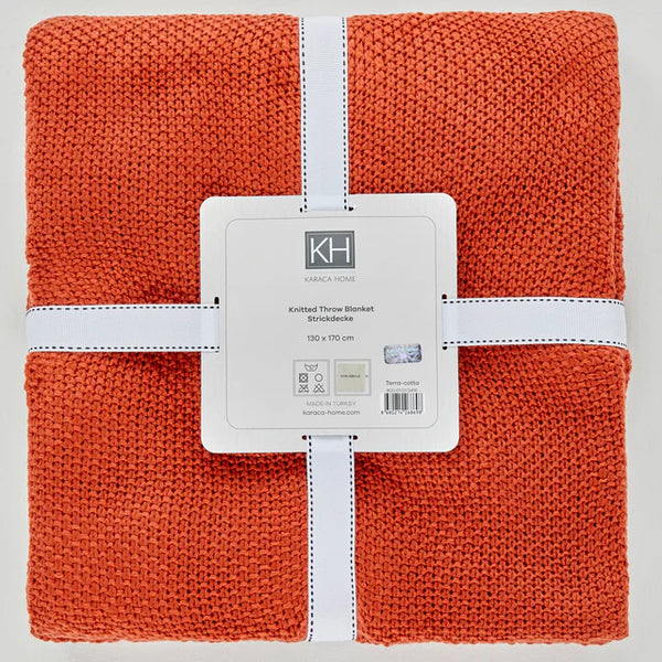 Karaca Home Double-Sided Stitch Throw – Terra Cotta, Oeko-Tex Certified Comfort - Karrari