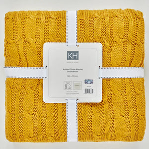 Karaca Home Cable Knit Throw – Ochre, Oeko-Tex Certified Cozy Elegance - Karrari