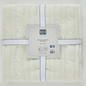 Karaca Home Cable Knit Throw – Bone Color, Oeko-Tex Certified - Karrari