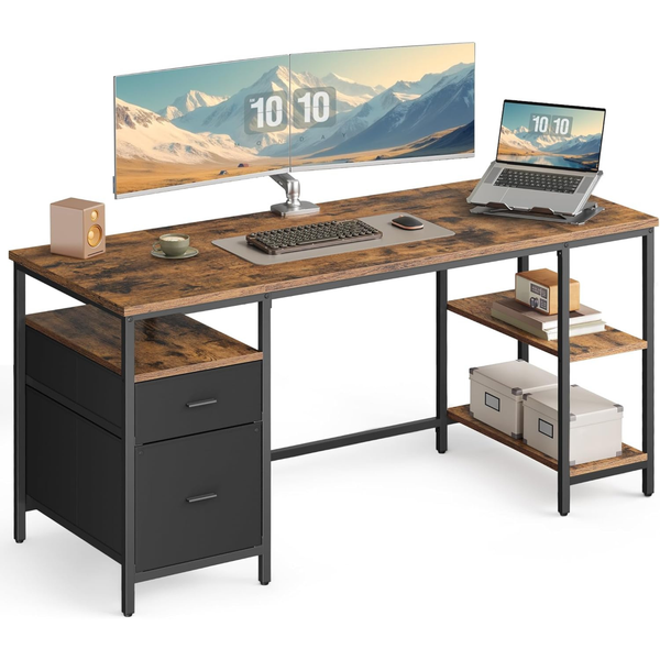 Industrial Style Computer Desk with Storage - Karrari
