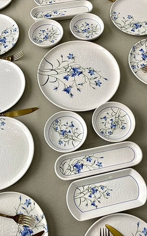 Seed Blue Dinner Plate Set (Set of 21) White-Blue