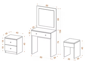 Minimalist 3-Piece Bedroom Vanity & Storage Set - Karrari