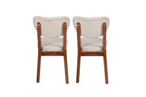 Wooden Dining Chairs with Beige Cushion (Set of 2)