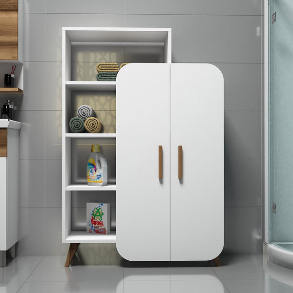 Mid-Century Modern Scandinavian Bookshelf & Cabinet – Multi-Tier Storage Unit - Karrari