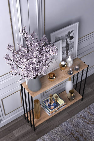 Industrial 2-Tier Console Table | Walnut & Black Metal Frame - Karrari