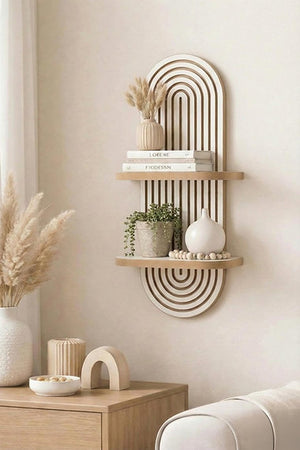 Arched wall shelf with grooved detail ideal for small spaces