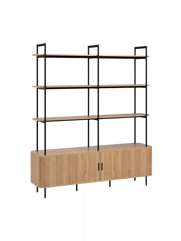 Ronin Shelving Unit with Louvered Sliding Doors - Karrari