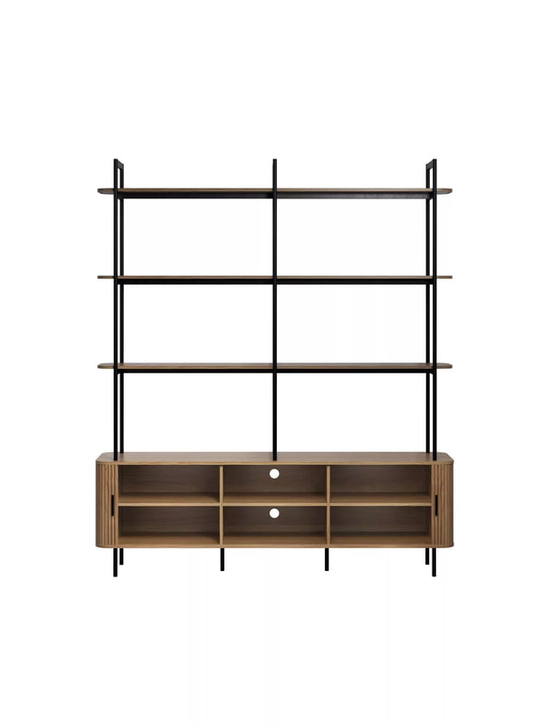 Ronin Shelving Unit with Louvered Sliding Doors - Karrari