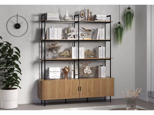 Ronin Shelving Unit with Louvered Sliding Doors - Karrari