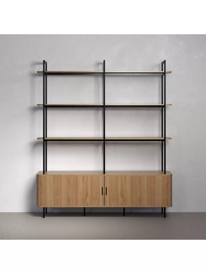 Ronin Shelving Unit with Louvered Sliding Doors - Karrari
