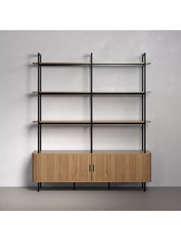 Ronin Shelving Unit with Louvered Sliding Doors - Karrari