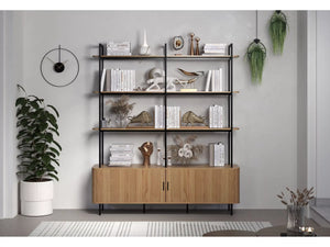 Ronin Shelving Unit with Louvered Sliding Doors - Karrari