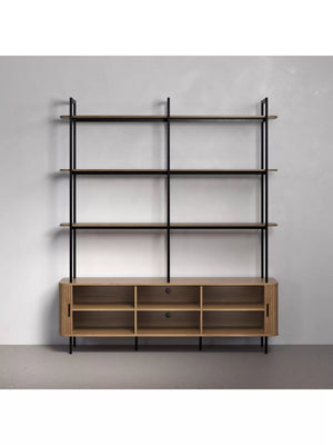 Ronin Shelving Unit with Louvered Sliding Doors - Karrari