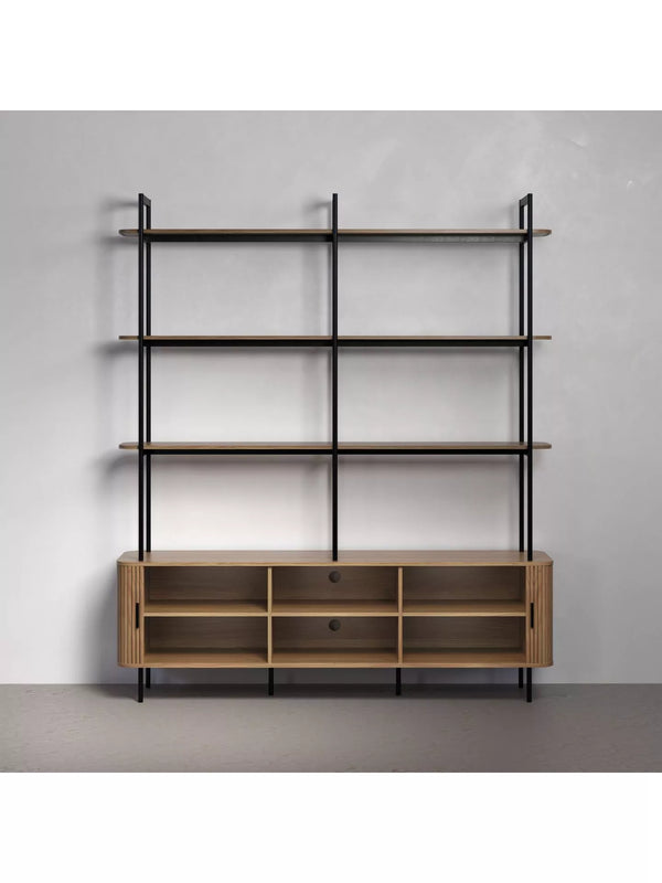 Ronin Shelving Unit with Louvered Sliding Doors - Karrari