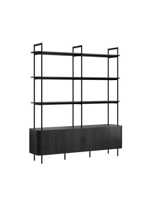 Ronin Shelving Unit with Louvered Sliding Doors - Karrari