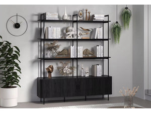 Ronin Shelving Unit with Louvered Sliding Doors - Karrari