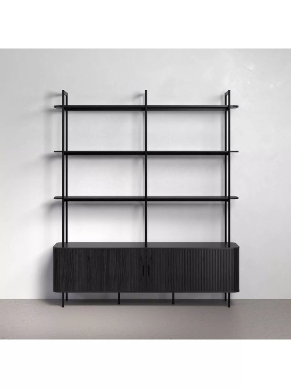 Ronin Shelving Unit with Louvered Sliding Doors - Karrari