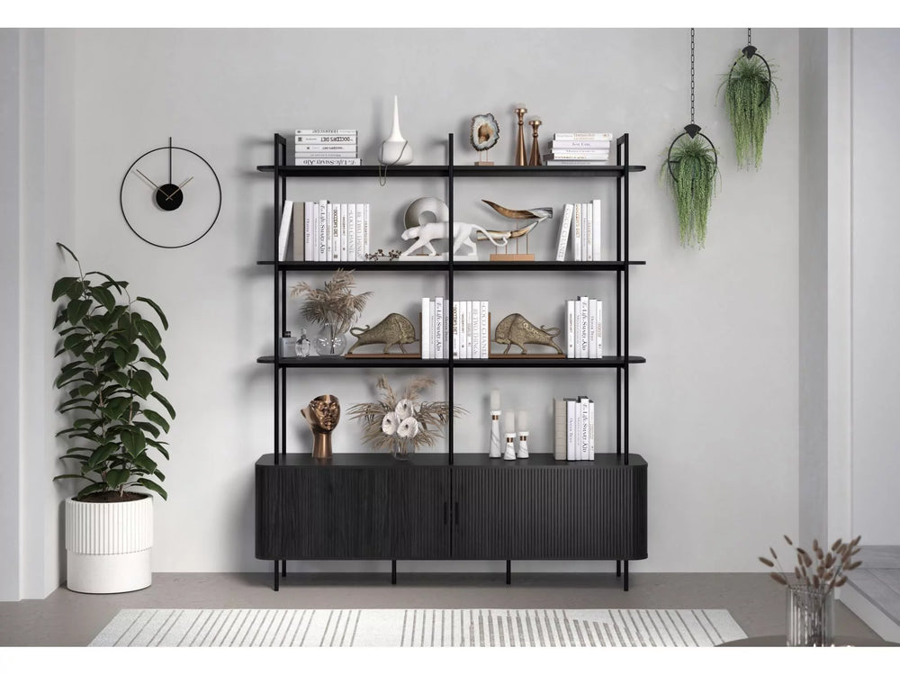 Ronin Shelving Unit with Louvered Sliding Doors - Karrari
