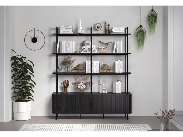 Ronin Shelving Unit with Louvered Sliding Doors - Karrari