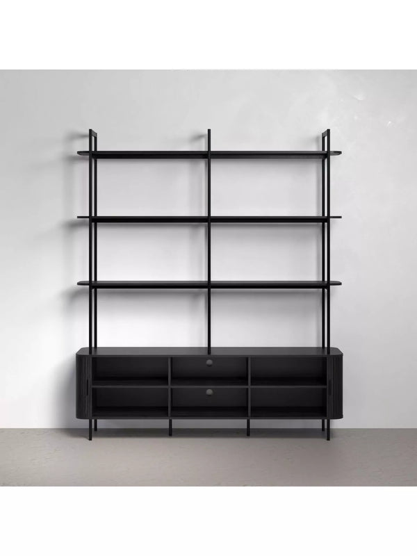 Ronin Shelving Unit with Louvered Sliding Doors - Karrari
