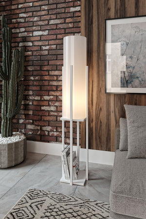 Tall White Floor Lamp with Shelf (160cm) - Karrari