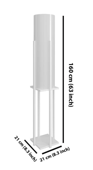 Tall White Floor Lamp with Shelf (160cm) - Karrari