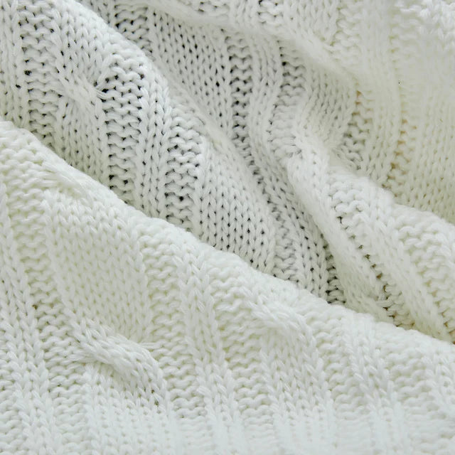Karaca Home Cable Knit Throw – Bone Color, Oeko-Tex Certified - Karrari