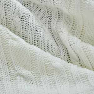 Karaca Home Cable Knit Throw – Bone Color, Oeko-Tex Certified - Karrari